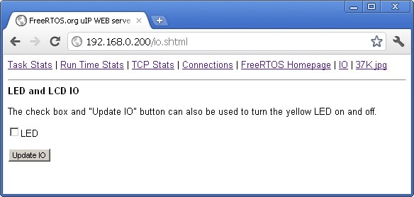 Free rtos kinetis cortex m4 web server io page using cgi