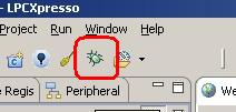 The debug speed button in the LPCXpresso IDE