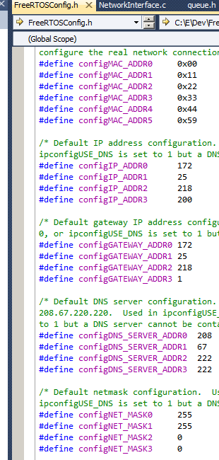 Allocating an IP address to the RTOS node